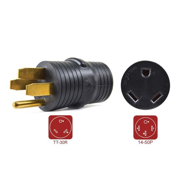 Superior Electric 50 Amp Male NEMA 14-50P to 30 Amp Female NEMA TT-30R Adapter Plug for RV RVA1588